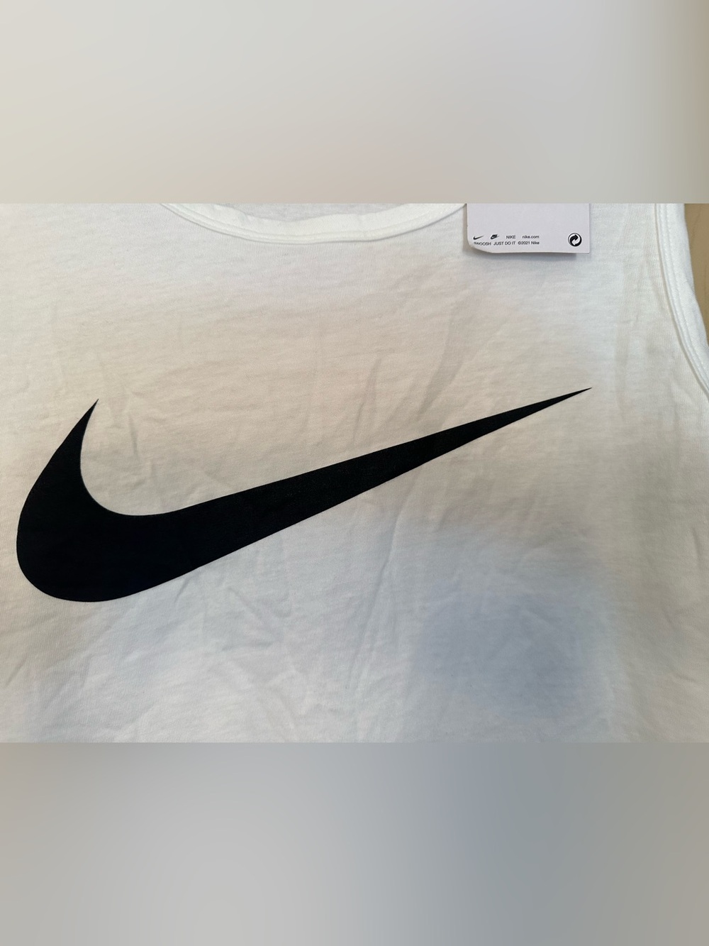 Nike White Tank with Black Swoosh Logo - Picture 4 of 6